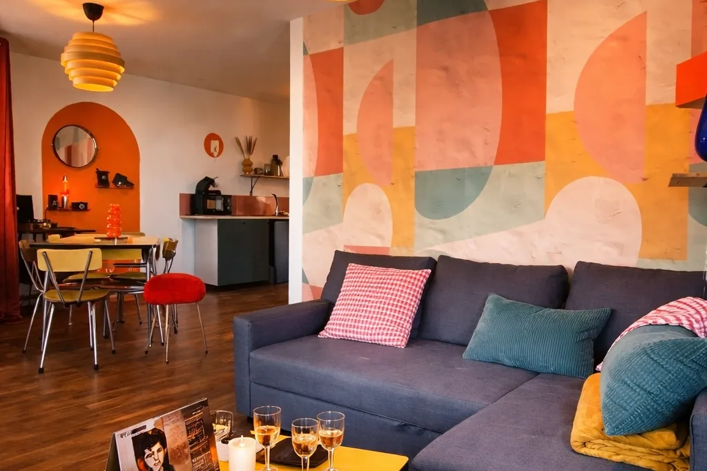 Vinyle Club, logement rétro années 70 avec terrasse, à Bellême, dans le Perche — photo principale